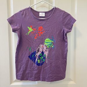 Hanna Andersson Purple Parakeet Graphic Tee T-Shirt Top Girls Size 150 US 12